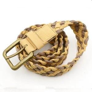 handmade braided western jeans belt knitted leather and fabric belts