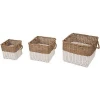 Handwoven Set of 3 Square Wicker Laundry Baskets with Handles