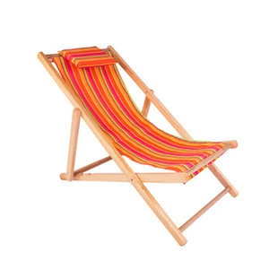 Hardwood Folding Canvas Beach Chair Water-proof Sun Lounger Deck Fishing Chair for Garden