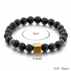 Healing fatigue 8mm volcanic and gold  hematite  metal square natural stone bead bracelet