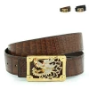 Heyco custom high quality luxury brown exotic animal crocodile skin leather men belts
