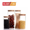 High Quality Borosilicate Round Glass Storage Jar With Bamboo Wooden Lid / High Quality Glass Storage Bottles &amp; Jars