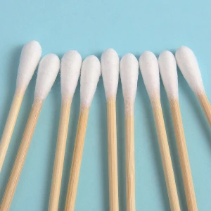 High Quality cotton swab steril single head long  bamboo stick medical cotton bud swabs