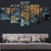 High Quality Home Decoration 5pcs printed Canvas Wall Art new design about word map Oil Paintings