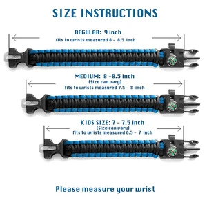 High Quality Multi Survival Gear Escape Paracord Bracelet With Flint / Whistle / Compass / Scraper For Outdoor Sports
