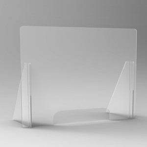 High quality protective supermarkets offices countertop clear acrylic display 5mm sheet sneeze guard shield stand