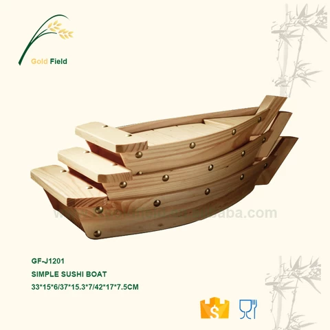 high quality reusable Eco-friendly simple design wooden Japanese sushi boat for restaurant
