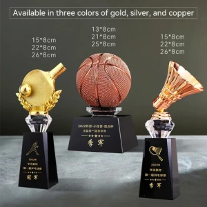 High quality sports trophies customized football game souvenirs resin basketball table tennis Badminton award trophies