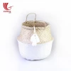 High-quality white painted seagrass belly storage basket/Decorative belly baskets