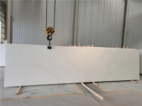 Hot Sale Man Made Concrete Calacatta White Artificial Quartz Stone Big Slab Tiles for Kitchen House Decor Price