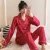 Import Hot Selling Silk Women Pajamas Set Notch Collar Soft Sleepwear Pjs long Sleeve Button Down Nightwear with long Pants from China