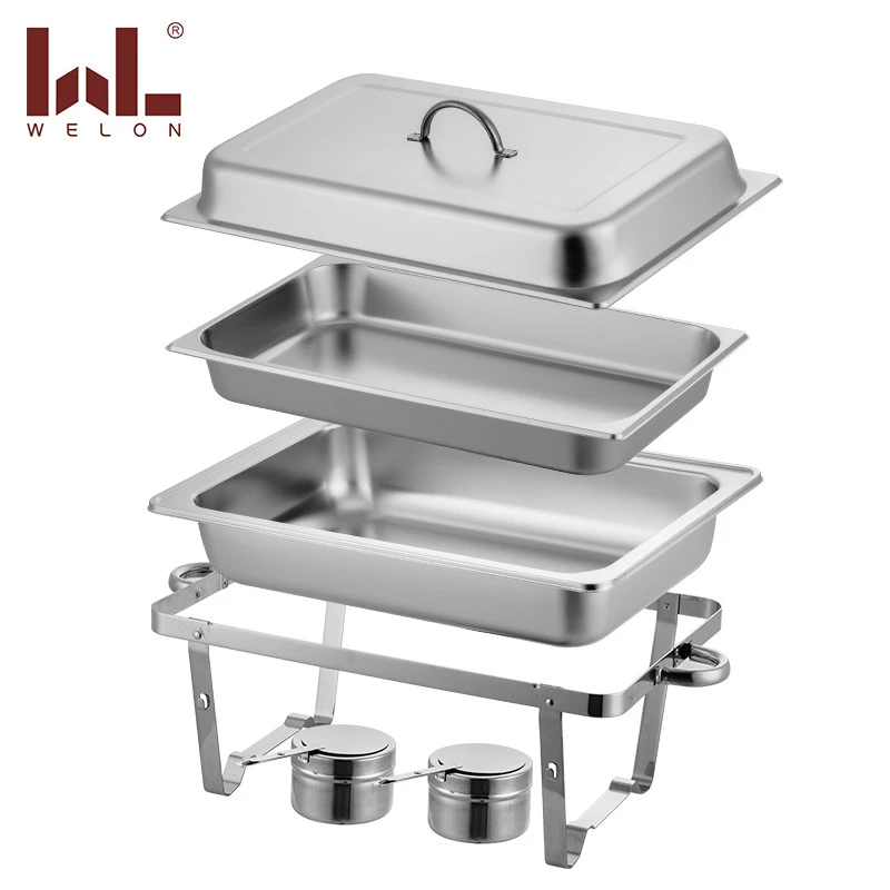 hotel buffet rectangle stainless steel kitchen equipment chaffing dishes Capacity 9 liter for catering