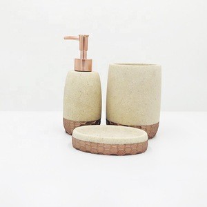 Household ensemble Four piece pure color gold line Chinese cement bathroom accessories