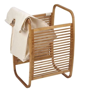 houseware Bamboo Laundry Hamper Natural bamboo with Machine Washable Cotton Canvas Liner