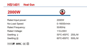 HS1401 high temperature cheap heat gun 2000W electric hot air gun
