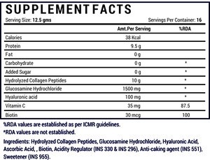 Hydrolyzed Collagen Peptides 200gms with Glucosamine HCl For Vitamins Hair, Skin, Nails &amp; Joint Supplement Private label GMP ISO
