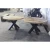 Import Industrial Metal Double X leg Dining Table Round Mango Wood Top from India