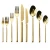 Import INT Tableware stocked gold frosted handle cutleries dining set luxury stainless steel cutlery set from China