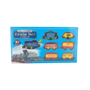 intelligent top sale chain on wind up plastic assembly railway train track toy set for kid play