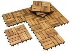 interlocking outdoor deck  wood tile garden solid acacia wood flooring with plastic base