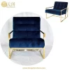 Italian Modern Furniture Antique Brass Metal Goldfinger Velvet Lounger Chair