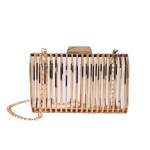 JANHE 2021 Fancy Evening Bag Luxury Perfume Shape Design Chain Fashion Handbag Purse Metallic Cosmetic Golden Clutch Bags