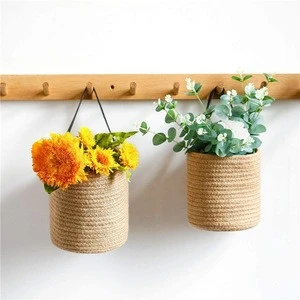 Jute Rope Woven Hanging Pocket Planter Baskets for Flower