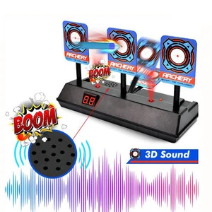 Kids indoor sports game plastic gun set standing electronic target shooting with sound