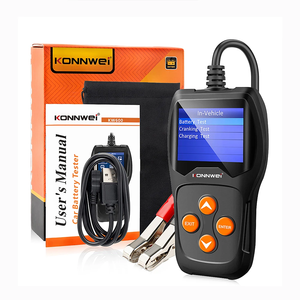 konnwei kw600 car auto diagnostic tool car battery tester with printer car battery cell tester