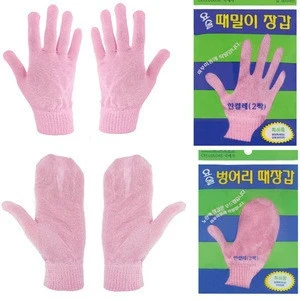 Korean Best Quality Body Exfoliating Scrub Gloves Natural fiber Birch cotton 100%