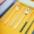 Import Korean flatware set stainless steel gold tableware cutlery sets with colorful gift box from China