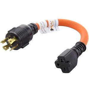 L14/30P 30 Amp 125/250V Locking Plug to 6/15/20R T Blade 15/20A 250 Volt Connector Custom Length Cable