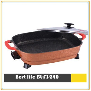 large size die-cast aluminum rectangular electric skillet and deep frying pan