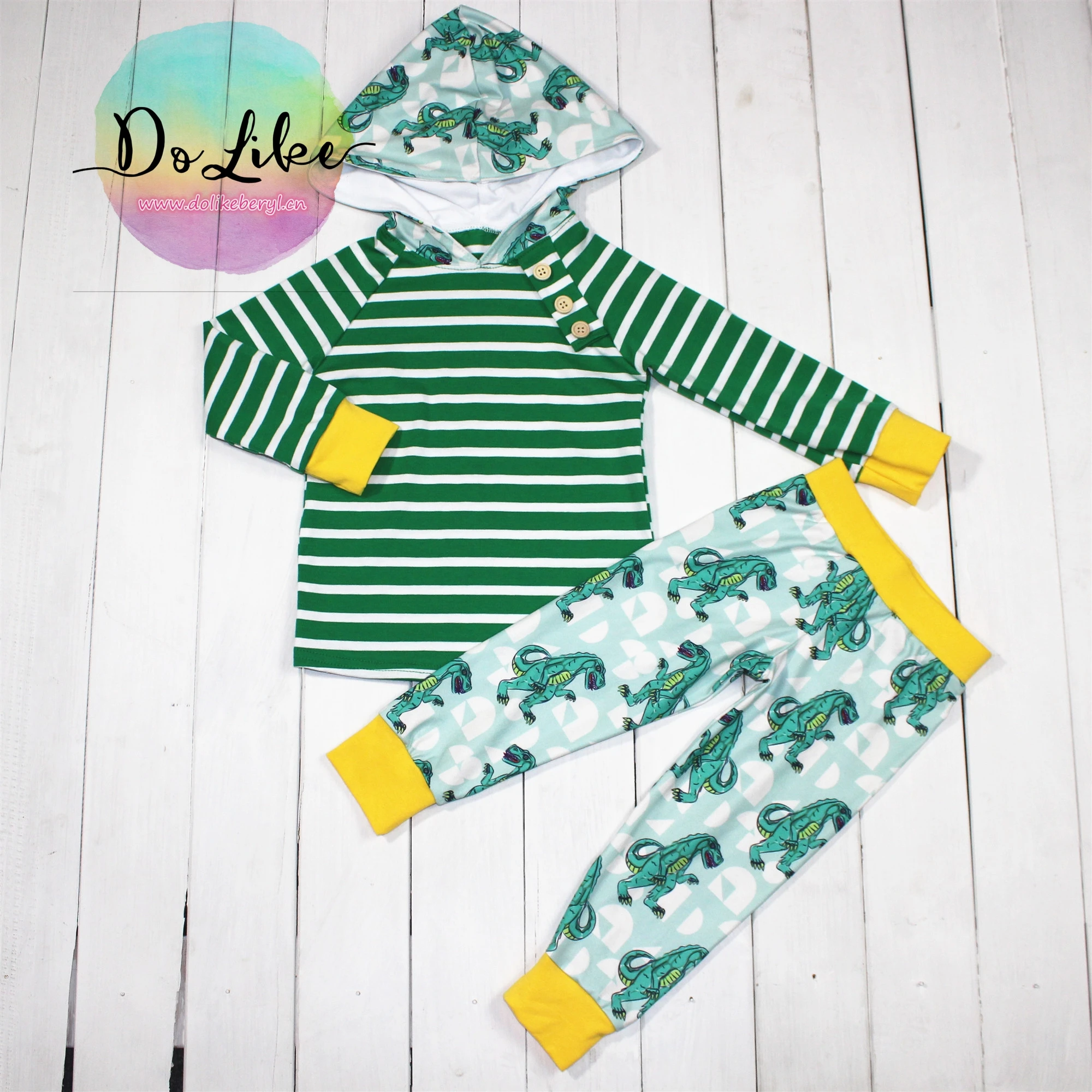 Latest baby boys clothes girls baby clothing fashion two piece stripes hoody set kids clothing baby outfits
