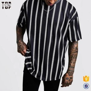 Latest design men&#039;s tshirt oversized black vertical striped men t-shirt