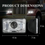 LED projector truck head lamps 4"x6" smart heat function lens removal the snow for replacemtent H4656 halogen headlight