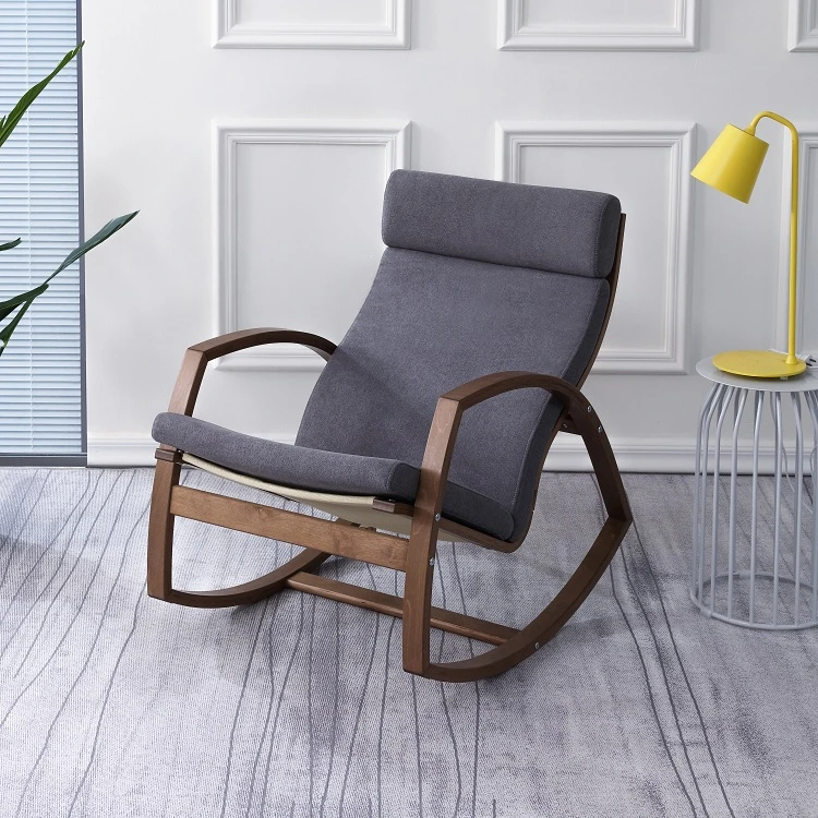 leisure living room home furniture wooden rocking chairs reclining rolling armchair
