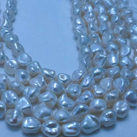 Loose 9-10mm Natural White Keshi Baroque Pearls For Jewellery Making