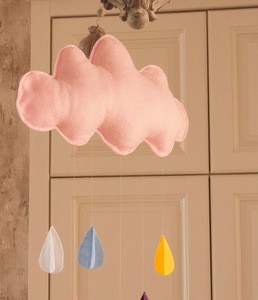 Lovely felt night sky baby mobile with raindrops and cloud for children by hand