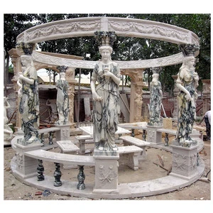 Luxury garden women statue gazebo with metal roof