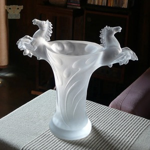 Luxury Home Decorative Frosted Art Glass Horse Vase Wedding Party Centrepiece