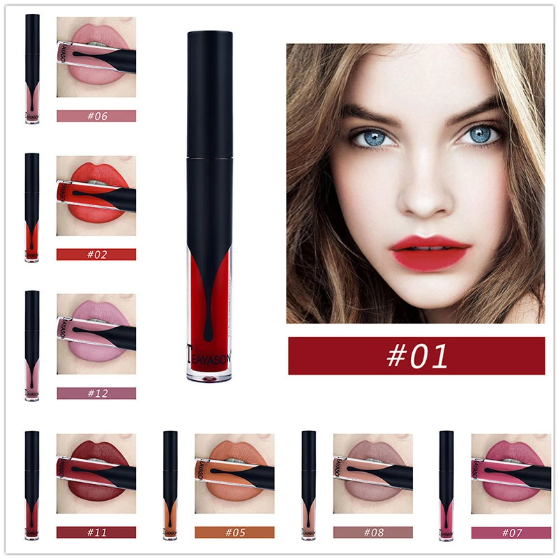 Makeup Wholesale 12 Color Matte Nude Lip Gloss Lasting Moisture Non-stick Cup Lipstick