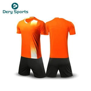 men team 100%polyester football kit cheap orange soccer custom football uniforms