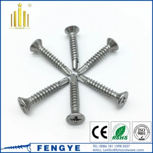 Metric stainless steel 304/316 flat head self drilling screw