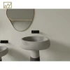 Minimalist Gray Key-Shaped Terrazzo Pedestal Basin - Sculptural Bathroom Vanity Countertop
