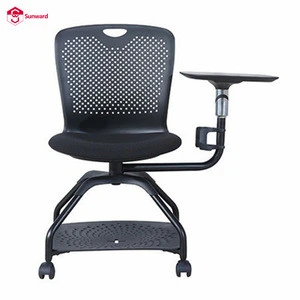 modern conference room training chairs with universal castors and rotating writing tablet