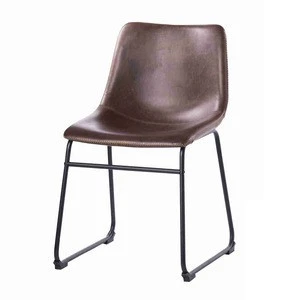 Modern Furniture Industrial PU Leather Dining Room Iron Chair With Black Metal Legs
