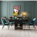 Modern Furniture Unique Design Glass Top 6 Seater Dining Table and Chair Set