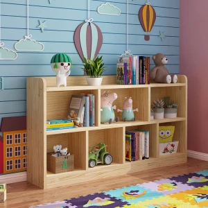 Modern simple all solid wood childrens painted bookshelf student combination floor bookcase