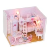 Mookids Doll house model toys role play elegant house  furnishing Pink Girl home room children toys kids not include glue